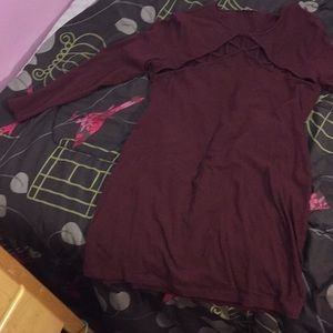 Maroon symmetrical cut-out long sleeved dress